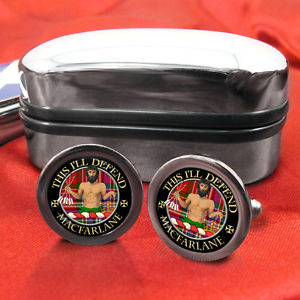 【送料無料】メンズアクセサリ―　スコットランドバッジカフスボタンボックスmacfarlane scottish clan crest badge cufflinks amp; box
