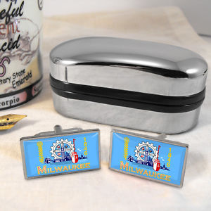 【送料無料】メンズアクセサリ―　ミルウォーキーカフスボタンボックスmilwaukee flag cufflinks amp; box