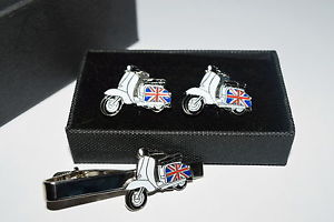 【送料無料】メンズアクセサリ―　スクーターランブレッタmodカフスリンクネクタイピンセットエナメルシャツscooterlambrettamod cufflinks and tie clip set gift enamel shirt accessories