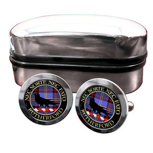 【送料無料】メンズアクセサリ―　スコットランドバッジカフスボタンボックスrutherford scottish clan crest badge cufflinks amp; box