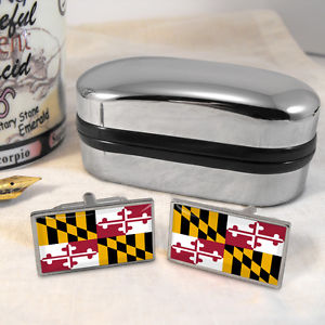 【送料無料】メンズアクセサリ―　メリーランドカフスボタンボックスmaryland flag cufflinks amp; box