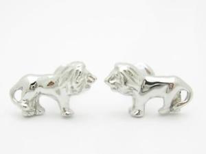 【送料無料】メンズアクセサリ&mdash;　プラチナカスタムハンドメイドライオンデザインカフスボタンブライダルplatinum sterling silver custom hand made 3d lion design cufflinks bridal gift｜hokushin