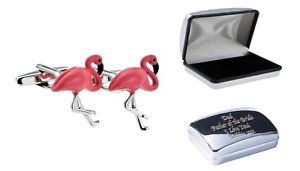 【送料無料】メンズアクセサリ― キッチュピンクフラミンゴカフリンクスケースkitsch pink flamingo cufflinks in case, can be engraved personalisedx2aja1004