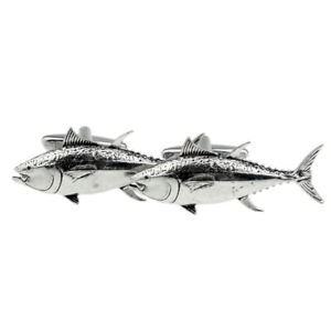 【送料無料】メンズアクセサリ― ボックス×マグロピューターカフリンクスenglish made tuna fish pewter cufflinks in a leatherette box x2tsbcf43