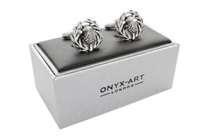 【送料無料】メンズアクセサリ―　シルバースコットランドオニキスアートボックススコットランドシスカフリンクスsilver colour scotland scottish thistle cufflinks in onyx art cufflink box