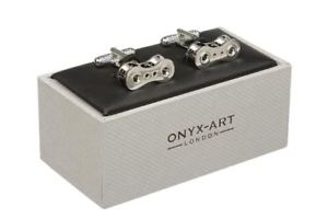【送料無料】メンズアクセサリ―　ペダルオニキスアートボックスサイクルチェーンカフリンクスpedal cycle bike bicycle chain cufflinks in onyx art cufflink box