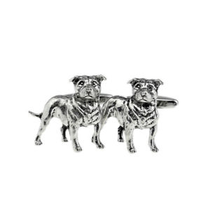 【送料無料】メンズアクセサリ―　スタフォードシャーブルテリアピューターカフリンクス×english made staffordshire bull terrier dog pewter cufflinks boxed x2tsbcd17