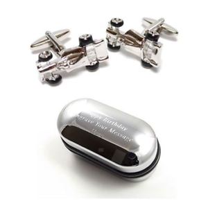 【送料無料】メンズアクセサリ―　スポーツレーシングカフスボタンボックスsport carracing car driving cufflinks amp; engraved gift box