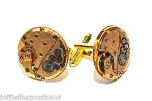 【送料無料】メンズアクセサリ―　カフスボタンカフスボタンアンププレゼンテーションボックスgold watch movement cufflinks handcrafted steampunk cufflinks amp; presentation box