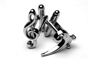 【送料無料】メンズアクセサリ―　メッキカフリンクスbasstreble clef silverplated cufflinks
