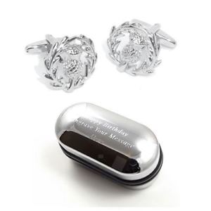 【送料無料】メンズアクセサリ―　スコットランドスコットランドカフスボタンボックスscotland scottish thistle cufflinks amp; engraved gift box