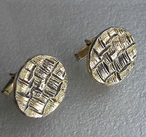 【送料無料】メンズアクセサリ―　ビンテージメンズカフリンクスcufflinks vintage mens cuff links 1960s 1970s goldtone metal chunky modernist