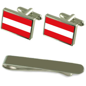【送料無料】メンズアクセサリ— オーストリアシルバーカフスボタンタイクリップボックスセットaustria flag silver cufflinks tie clip box gift set|hokushin