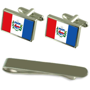 【送料無料】メンズアクセサリ―　アラゴアスフラグシルバーカフスボタンタイクリップボックスセットalagoas flag silver cufflinks tie clip box gift set