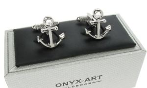 【送料無料】メンズアクセサリ―　セーリングオニキスアートボックスアンカーカフリンクスsailing ships anchor cufflinks in onyx art cufflink box