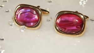 【送料無料】メンズアクセサリ―　カフスボタンピンクパウアアワビシェルピンstunning gp rectangle cufflinks amp; 18 x 13mm pink pauaabalone shell free pin