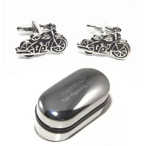 【送料無料】メンズアクセサリ―　クラシックバイクバイカーサイクリングカフスボタンボックスclassic motorbike bikers biking cufflinks amp; engraved gift box