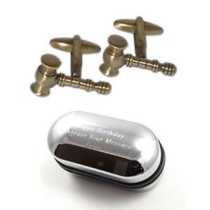 【送料無料】メンズアクセサリ―　サテンカフスボタンボックスsatin finish judges golden gavel cufflinks amp; engraved gift box