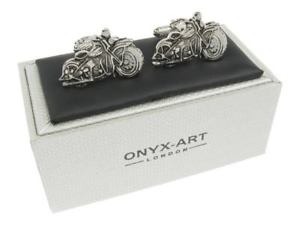 【送料無料】メンズアクセサリ―　シマメノウカフスリンクモータバイクカフスリンクモーターバイクカフスリンクmotor bike rider cufflinks motorbike cufflink in onyx art cufflink box
