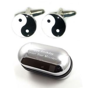 【送料無料】メンズアクセサリ―　ヤンカフリンクスボックスyin amp; yang cufflinks amp; engraved gift box