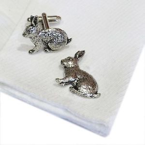 【送料無料】メンズアクセサリ―　ピューターウサギウサギカフスボタンクリスマスenglish pewter rabbit hare cufflinks xmas gift ref a17