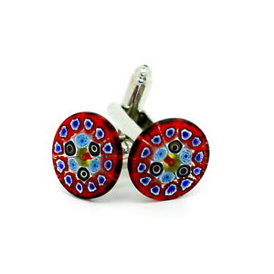 【送料無料】メンズアクセサリ―　ムラーノヴェニスガラスハンドメイドカフリンクスred blue yellow circular beautiful murano glass handmade cufflinks from venice