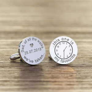 【送料無料】メンズアクセサリ―　カフスリンクround personalised silver plated father of the bride wedding date cufflink