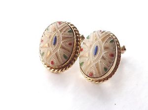【送料無料】メンズアクセサリ―　ストーンfree pampヴィンテージdestinoカフスリンク;pvintage destino cufflinks gorgeous painted stone design on gold tone free pamp;p
