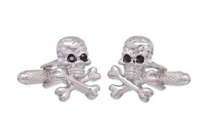 【送料無料】メンズアクセサリ―　スケルトンオニキスボックスクロスボーンシャツカフリンクスskeleton skull and cross bones shirt cufflinks in onyx art cufflink box