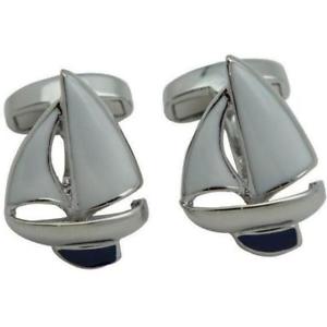 【送料無料】メンズアクセサリ— カフスリンクblue white sailing ship cufflinks|hokushin