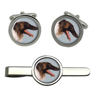 【送料無料】メンズアクセサリ―　ボルゾイロシアタイクリップセットborzoi russian wolfhound dog round cufflink and tie clip set 14,045円