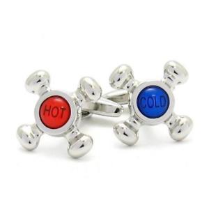 【送料無料】メンズアクセサリ&mdash;　ホットカフスボタンタップred amp; blue hot amp; cold tap cufflinks｜hokushin