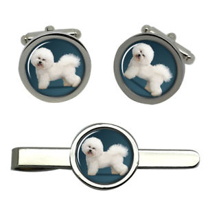 【送料無料】メンズアクセサリ— ラウンドタイクリップセットbichon frise dog round cufflink and tie clip set|hokushin