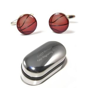 【送料無料】メンズアクセサリ―　バスケットボールバスケットボールカフリンクスボックスbasketball player, basket ball cufflinks amp; engraved gift box
