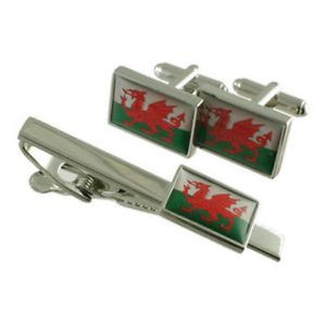 【送料無料】メンズアクセサリ&mdash;　ウェールズドラゴンカフスボタンウェールズタイバークリップマッチングボックスwelsh dragon cufflinks amp; wales tie bar clip matching box set｜hokushin