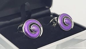 【送料無料】メンズアクセサリ―　エナメルスワールカフスボタンカフリンクスボックスメンズpurple enamel swirl cufflinks trendy mens quailty hand made cufflinks box