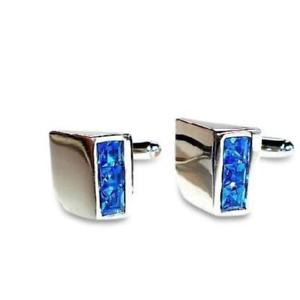 【送料無料】メンズアクセサリ―　カフスリンクblue crystal wedge cufflinks