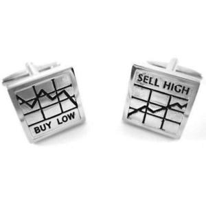 【送料無料】メンズアクセサリ―　カフスリンクbuy low sell high silver cufflinks