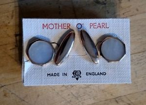 【送料無料】メンズアクセサリ―　ローズゴールドメッキカフスボタンオリジナルmother of pearl octagonal rose gold plated cufflinks in original box sophos