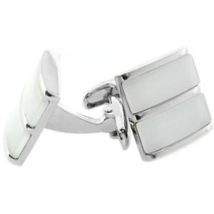 【送料無料】メンズアクセサリ&mdash;　デュアルホワイトアイスシルバーカフリンクスdual white ice cateye silver cufflinks｜hokushin