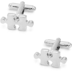 【送料無料】メンズアクセサリ―　パズルカフスリンクsilver puzzle jigsaw cufflinks