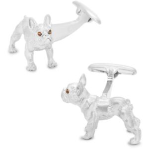 【送料無料】メンズアクセサリ— ブラウンブルドッグカフスリンクsilver bulldog cufflinks with brown crystal eyes|hokushin
