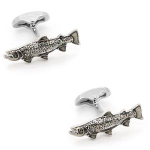 【送料無料】メンズアクセサリ―　ニジマスカフリンクスsparkle scaled rainbow trout fish cufflinks