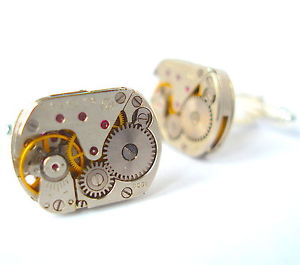【送料無料】メンズアクセサリ―　ルビービンテージアンティークウォッチムーブメントカフリンクスwatch movement cufflinks with rubies wedding steampunk vintage antique groom 12,946円