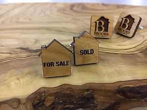 【送料無料】メンズアクセサリ―　カフスボタンエージェントhand crafted wooden amp; silver plated cufflinks ,estate agent, sold for