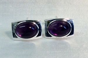 【送料無料】メンズアクセサリ— amethystカフスリンクシルバーamethyst rectangular cufflinks, silver plated|hokushin