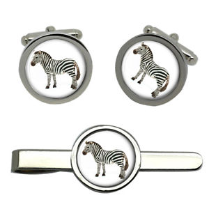 【貨物輸送無料】メンズ添え物― ゼブラタイクリップセットzebra round cufflink and tie clip set