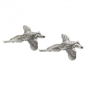 【送料無料】メンズアクセサリ―　ピューターフライングキジカフリンクスpewter flying pheasants cufflinks