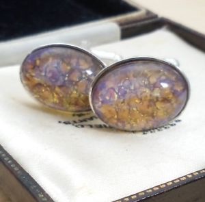【送料無料】メンズアクセサリ— ビンテージチェコガラスオパールカフリンクスvintage 1950s czech gold fire glass opal oval silver plated cufflinks|hokushin