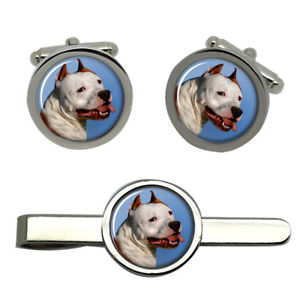 【送料無料】メンズアクセサリ― アメリカンスタッフォードシャーテリアタイクリップセットamerican staffordshire terrier dog round cufflink and tie clip set